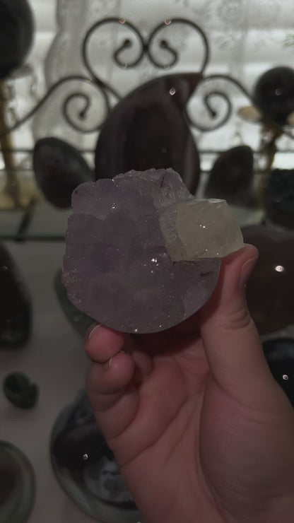 Pastel Purple Sugar Amethyst Cut Base with Sugary Calcite
