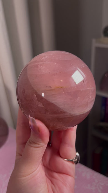 Strawberry Wine Star Rose Quartz Sphere