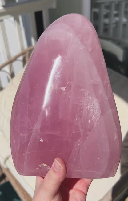 XL Bubblegum Pink Star Rose Quartz Freeform - 8 lb
