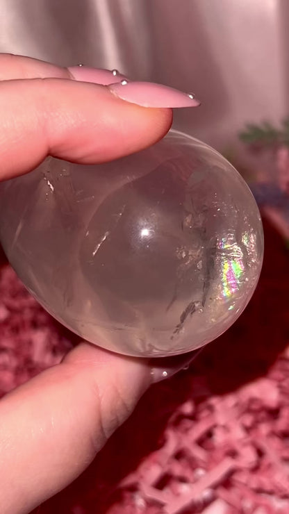 Rainbow Star Rose Quartz Egg “A”