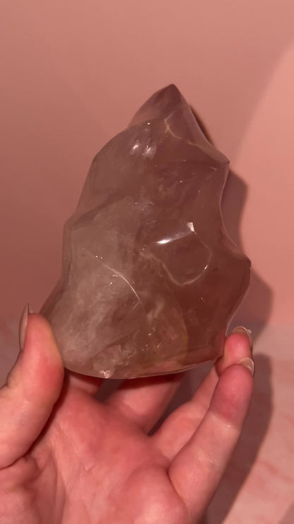 Gemmy Star Rose Quartz Flame