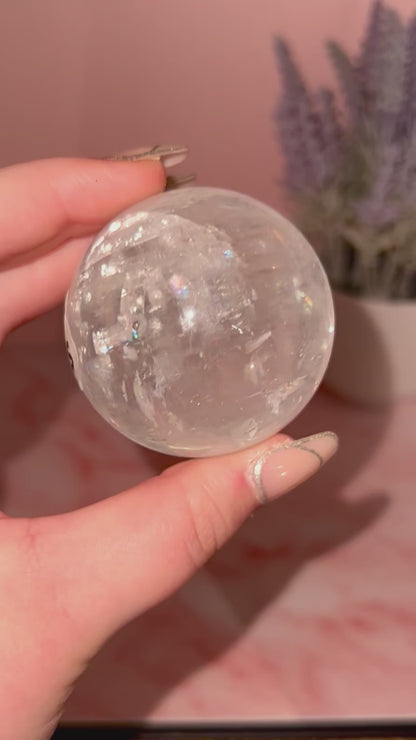 Stunning Optical Calcite Sphere with Rainbows