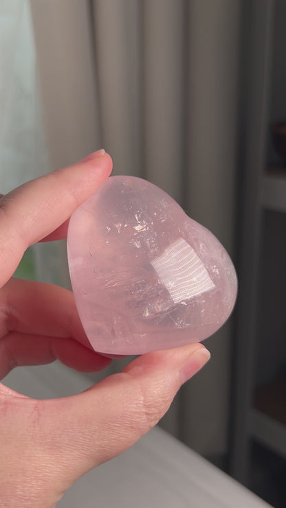 Icy Pink Star Rose Quartz Heart