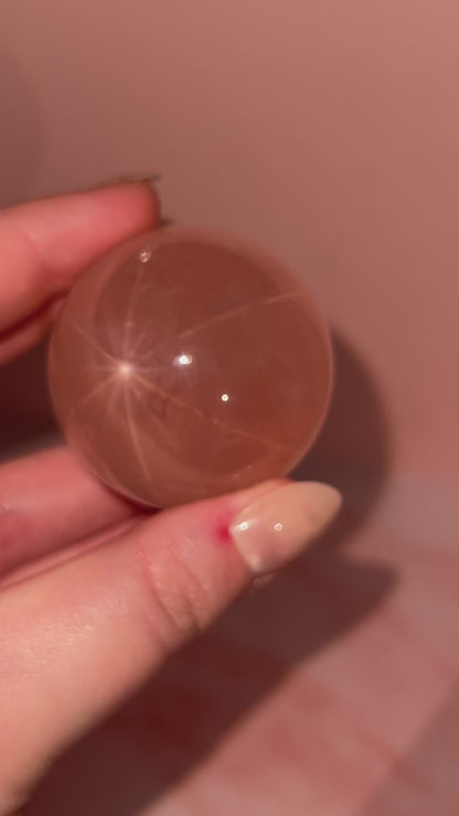 Gem Quality 12 Point Star Rose Quartz Sphere “R”