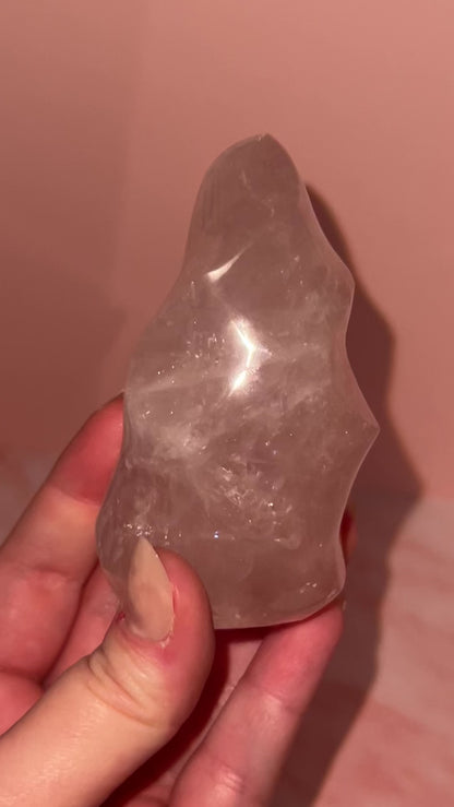Gemmy Star Rose Quartz Flame