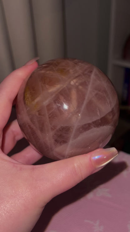 Strawberry Wine Star Rose Quartz Sphere