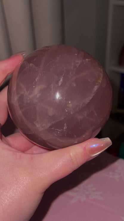Large Juicy Star Rose Quartz Sphere