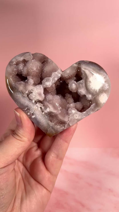 Druzy Pink Amethyst Heart