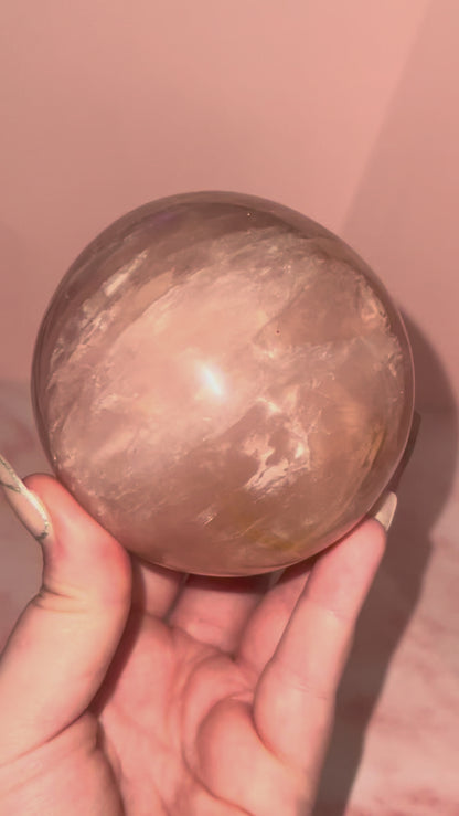 Rose Quartz with Golden Healer Sphere “C”