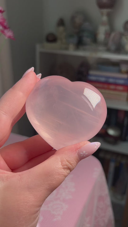 HQ Star Rose Quartz Heart with Diasterism