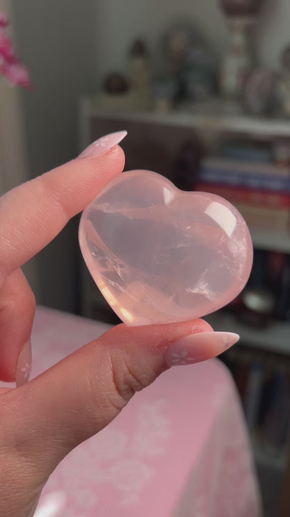 HQ Star Rose Quartz Heart with Diasterism