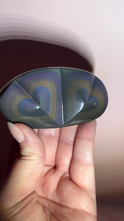 Rainbow Obsidian Double Heart